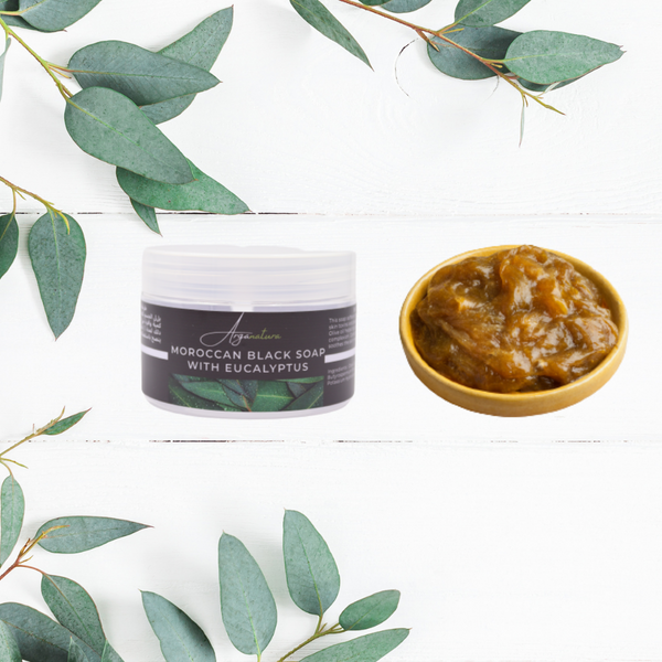 Moroccan Black Soap with Eucalyptus + FREE Loofah